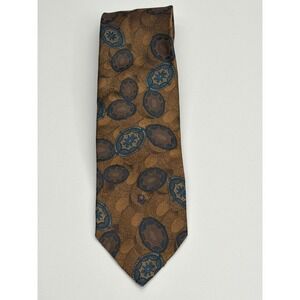 Christian Dior Monsieur Vintage‎ Medallion Silk Blend Tie Bronze Blue Geometric